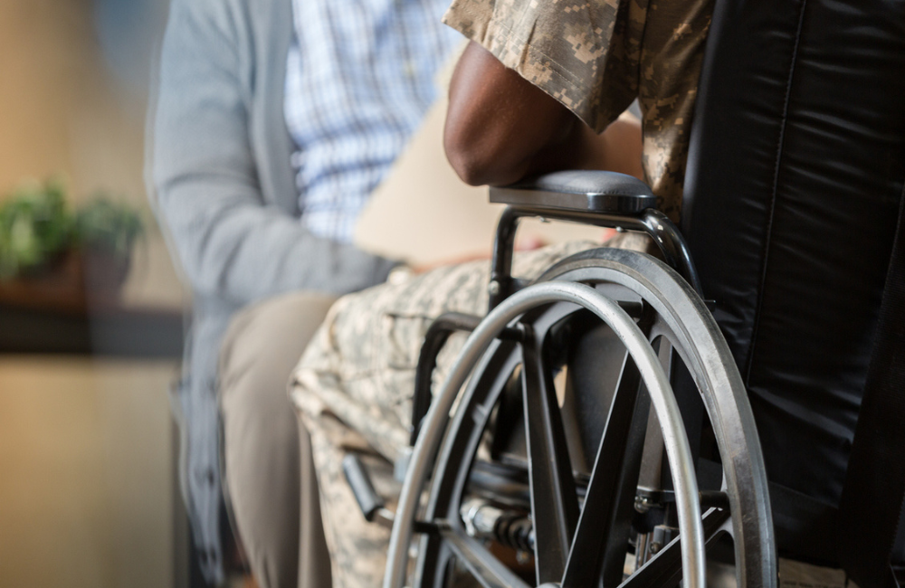 injured veteran in a wheel chair