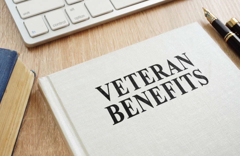 Book about Veteran Benefits on a desk.