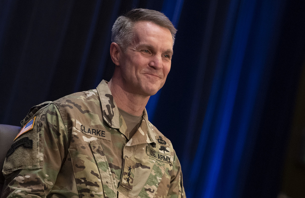 U.S. Army Lt. Gen. Richard D. Clarke is seen at his promotion ceremony, Tampa, Florida, March 29, 2019.