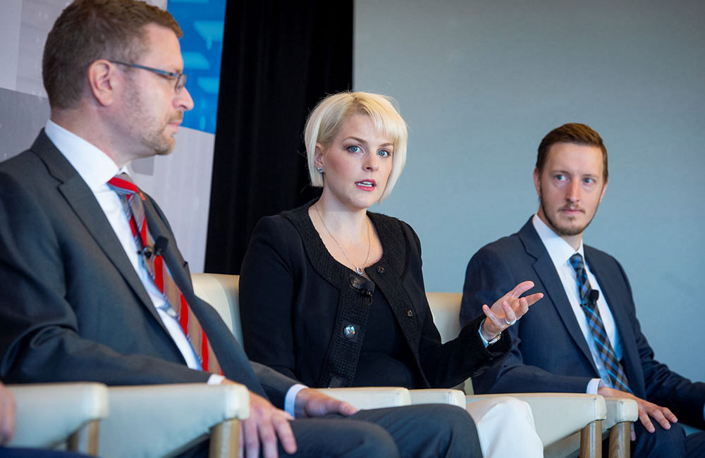 image of Lauren Pavlik, chief of the Data and Software Services Division at Army's Enterprise Cloud Management Agency, speaking on a panel May 19, 2022.