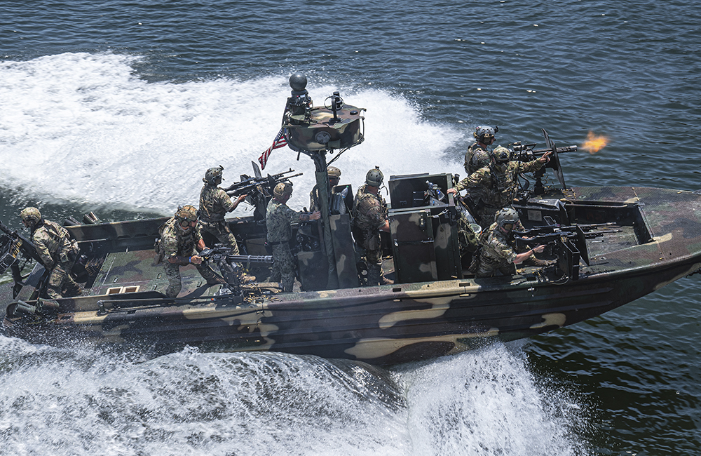 image of Members assigned to U.S. Special Operations Command execute a simulated rescue mission during a Special Operations Forces (SOF) demonstration in Downtown Tampa, Florida, May 18, 2022.
