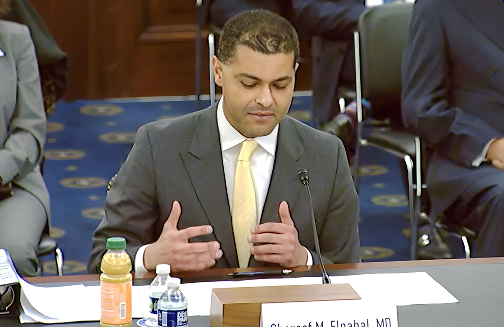 image of Shereef Elnahal testifying before the Senate Committee on Veterans Affairs.