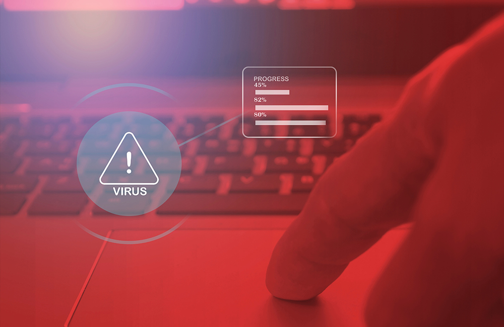 Image of virus alert , scan virus infection in system , data protection and security awareness concept representing the Cybersecurity and Infrastructure Security agency 's(CISA) binding operational directive (BOD)