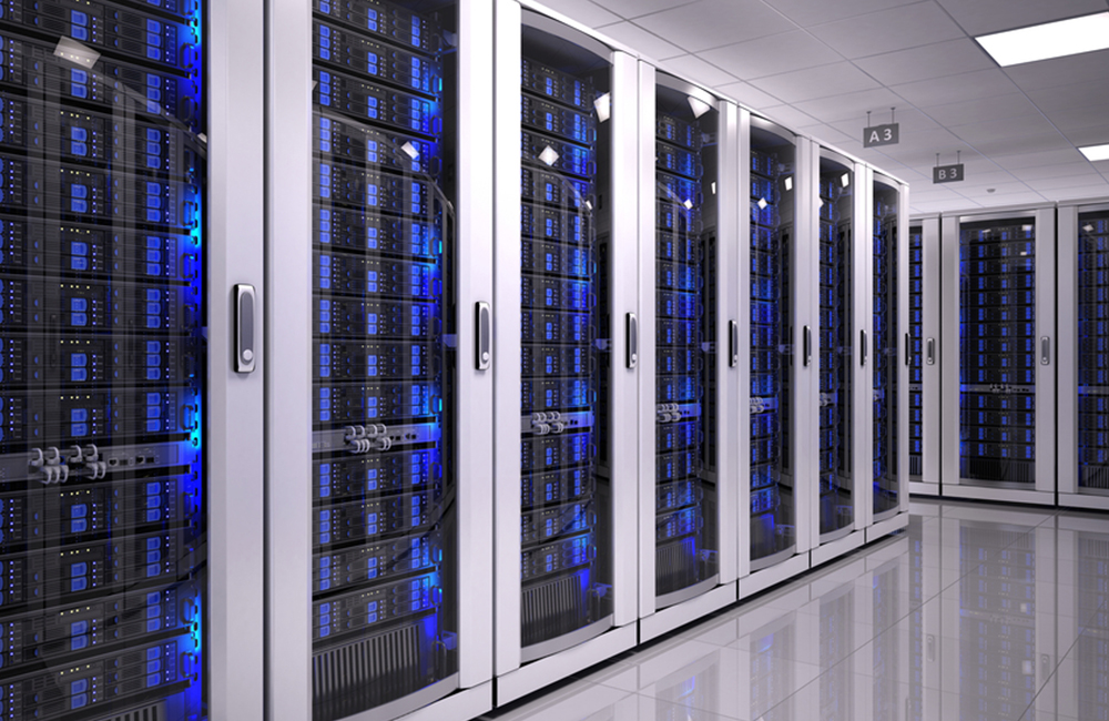 image of Server Room in data center intended to show how focused wings of the federal government have begun investing in the computation resources needed to sort and analyze large quantities of complex data.