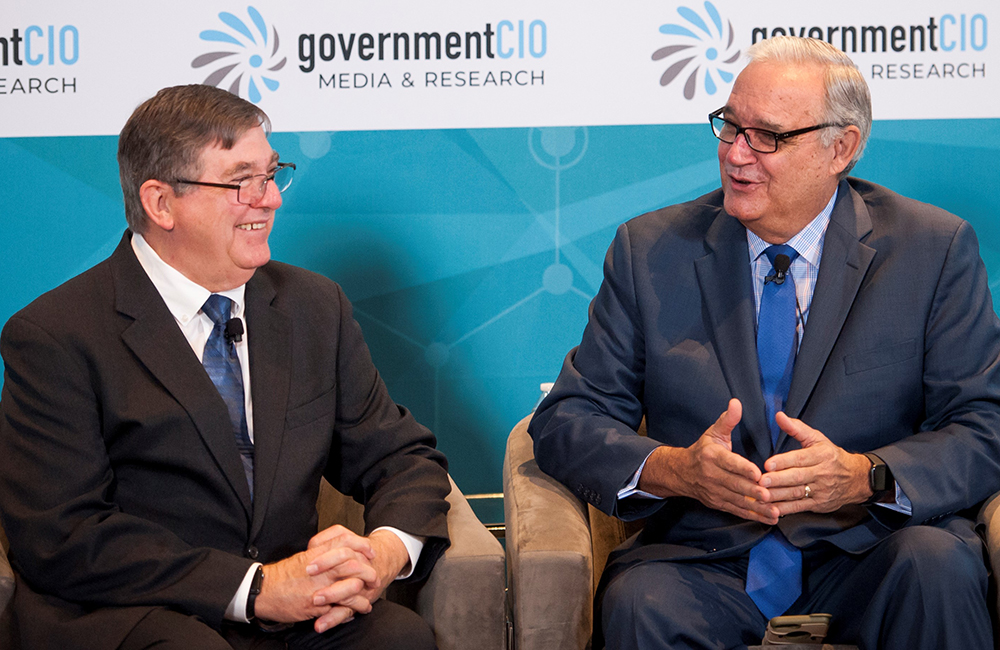 Former Rep. Jeff Miller is joined by U.S. Rep. Michael Burgess, Ranking Member, House Commerce & Energy Subcommittee on Health, (R-TX) during GovernmentCIO's CXO Tech Forum: Digital Health at the International Spy Museum in Washington, DC., Tuesday, February 11, 2020.