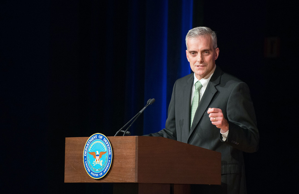 White House Chief of Staff Denis McDonough delivers remarks at a farewell ceremony for outgoing Deputy Defense Secretary Ash Carter at the Pentagon, Dec. 2, 2013. Photo by Mass Communication Specialist 1st Class Daniel Hinton.