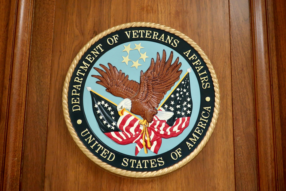 Department of Veterans Affairs emblem at Congressional House office building.