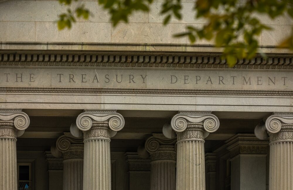 The United States Treasury Department Building in Washington, D.C.