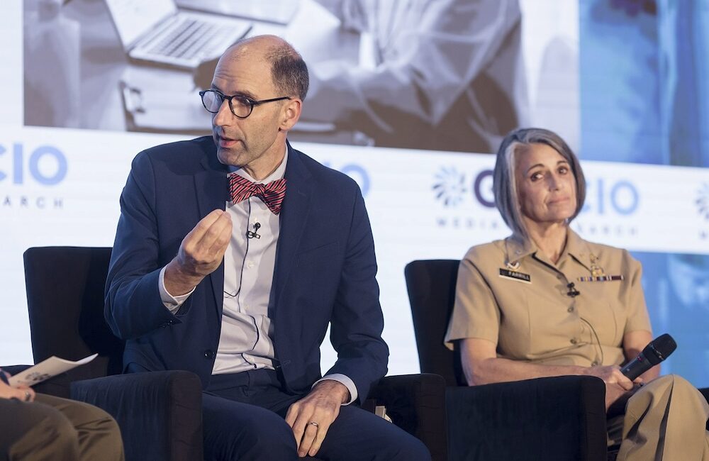 Neil Evans, acting program executive director for the Department of Veterans Affairs Electronic Health Record Modernization Integration Office, speaks at GovCIO Media & Research's 2025 Health IT Summit on Sept. 23, 2025, in Rockville, Maryland.