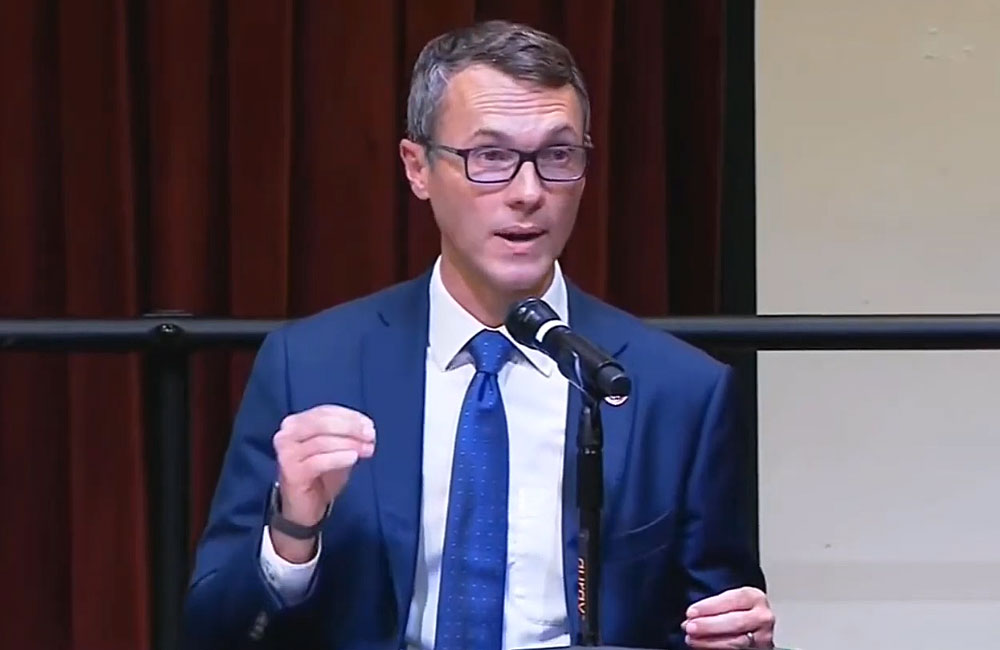 Rep. James Walkinshaw speaks in Fairfax, Va., in July.
