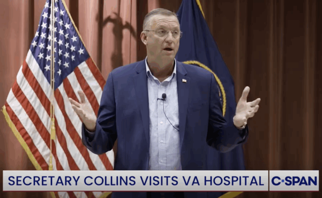 Veterans Affairs Secretary visits VA hospital on Oct. 22, 2025, to discuss the government shutdown, the impact on his department and veterans' care.