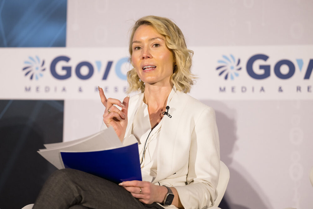 Labor Department's Megan Baird speaks at GovCIO Media & Research's AI Summit on Jan. 9, 2026 in Tysons, Virginia.