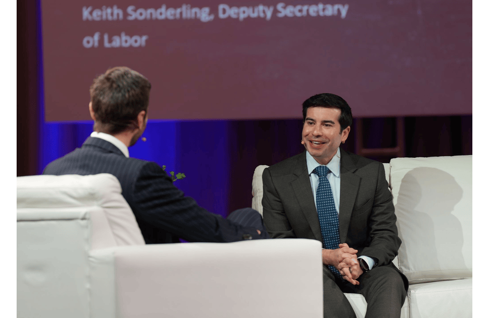 Labor Department Deputy Secretary Keith Sonderling speaks during the Special Competitive Studies Project's AI+Education event on March 11, 2026, in Washington, D.C.