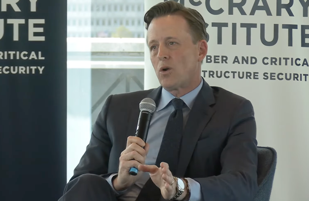 White House National Cyber Director Sean Cairncross speaks during the McCrary Cyber Summit 2026 in Washington, D.C., on March 17, 2026.