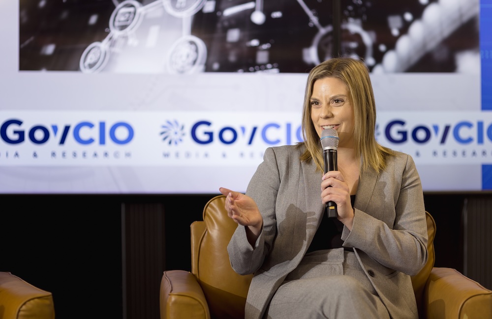 Kayla Gunter, associate CIO of IT at NNSA, speaks at the GovCIO Media & Research Federal IT Efficiency Summit in Reston, Virginia, on May 20, 2026.