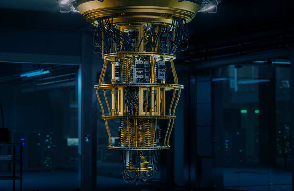 A quantum computing system is shown in an illlustration.