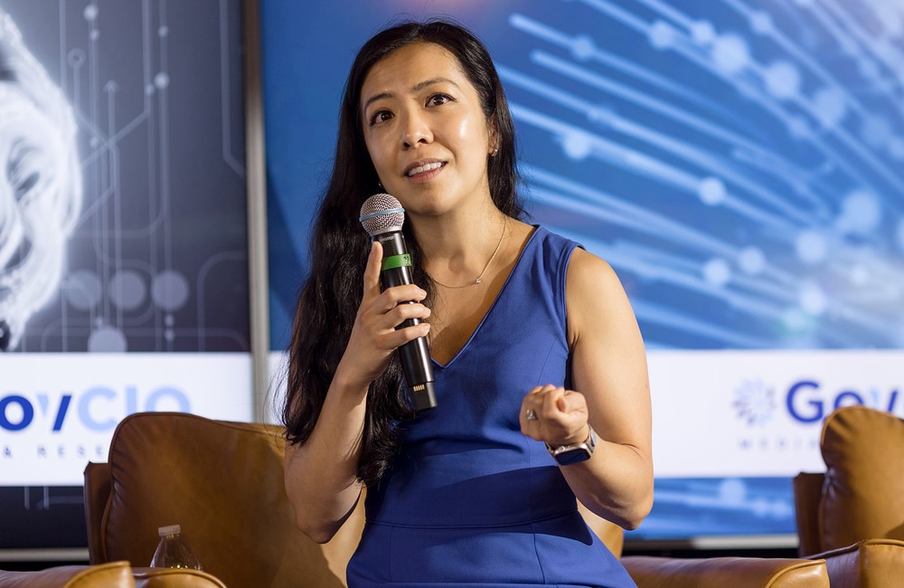 Victoria Yan Pillitteri, cybersecurity lead at NIST, speaks at the Federal AI Forum on Aug. 13, 2026, in Reston, Virginia.
