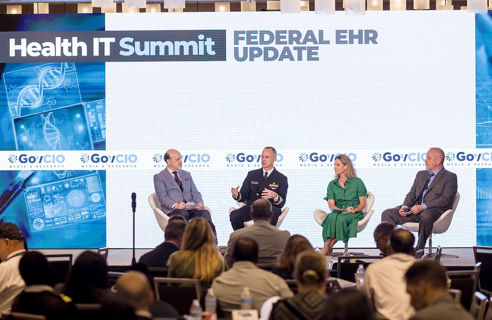 NOAA's Cmdr. Scott Miller, Everpure's Katherine Hennessey and FEHRM's Lance Scott speak at GovCIO Media & Research's Health IT Summit on Sept. 2, 2026, in Bethesda, Maryland.